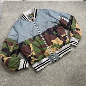 Zero Foxtrot Gear Mens Lrg Woodland Camo Retro Skull Bomber Jacket Rhodie Forest